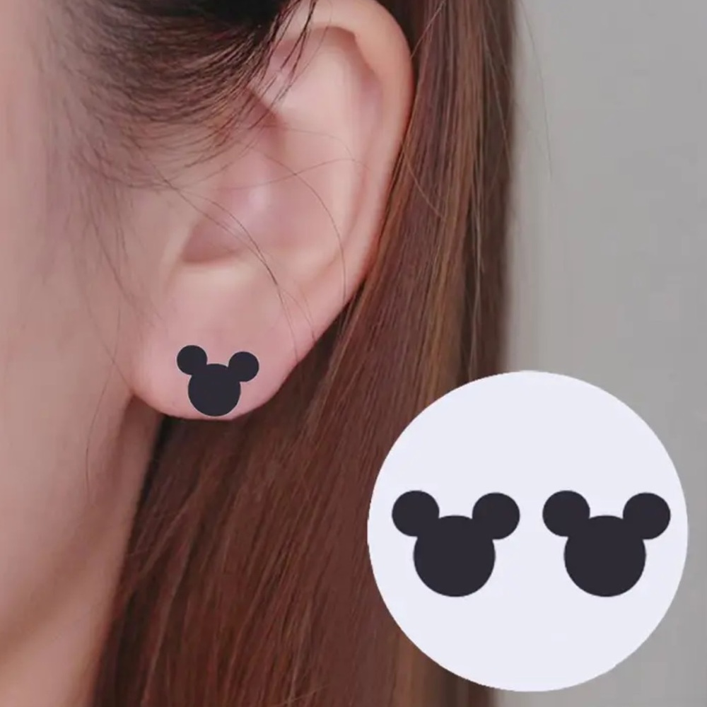 MICKEY BLACK Minimalist Stainless Steel Stud Earrings With Gift Box